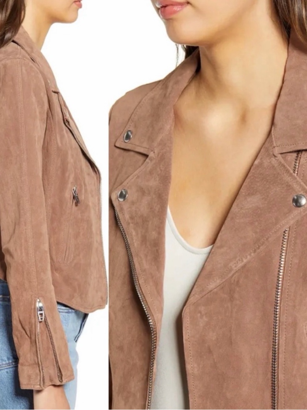 Blank NYC Taupe Suede Moto Jacket
